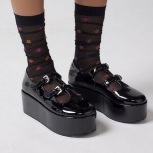 Urban Outfitters Shiny Black Platform Shoes